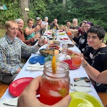 farm to forest chef dinner at a camp
